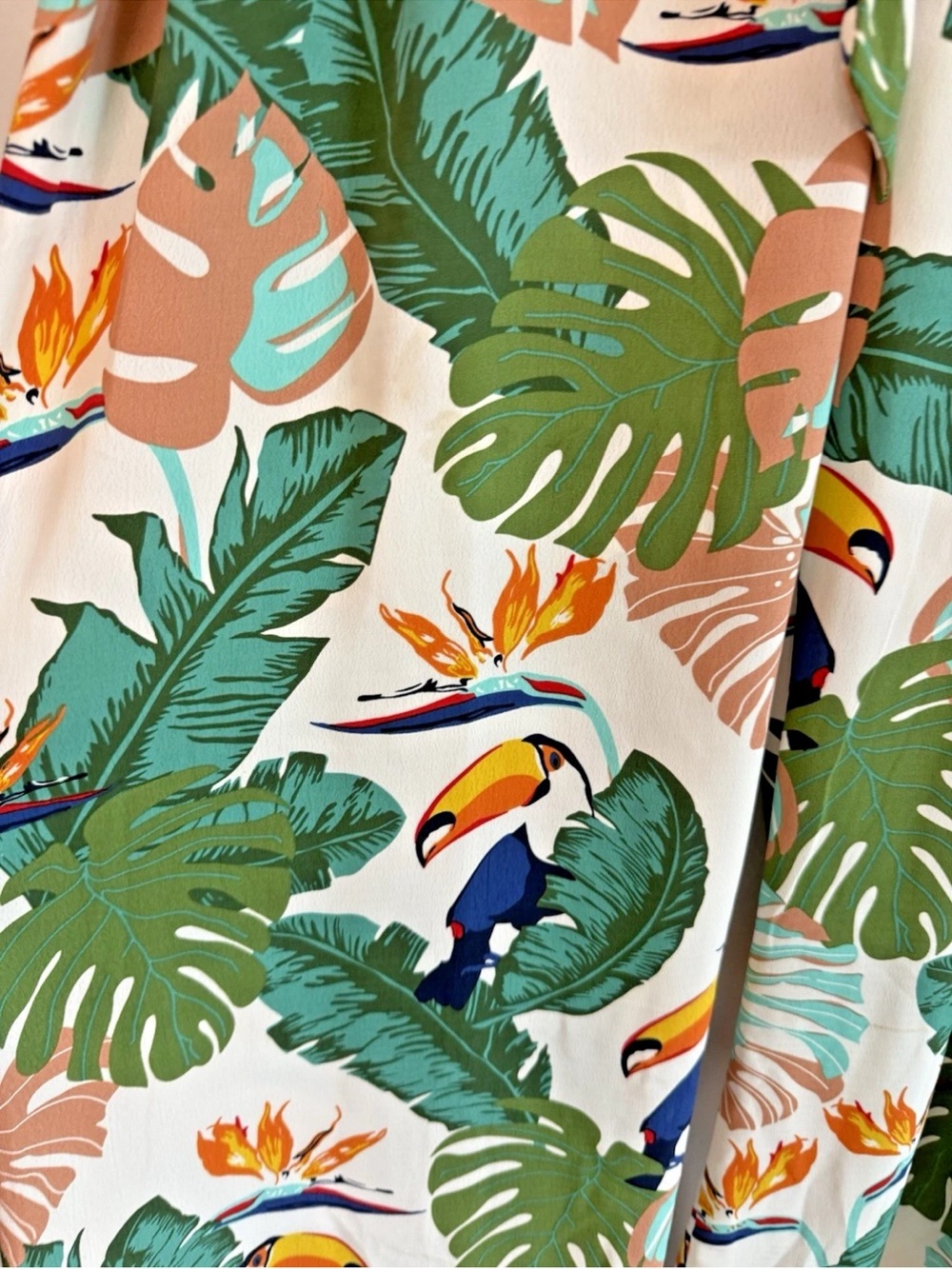 Tropical Toucan Print Wide Leg pants by The Sang - size Medium - Resort - Picture 2 of 5